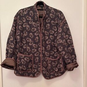 torrid Brown Floral Quilted Open-Front Jacket with Rose Pattern size 1